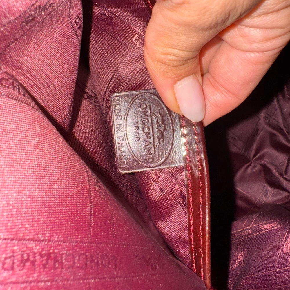 Longchamp Roseau patent leather tote bag Burgundy.  - Picture 15 of 16